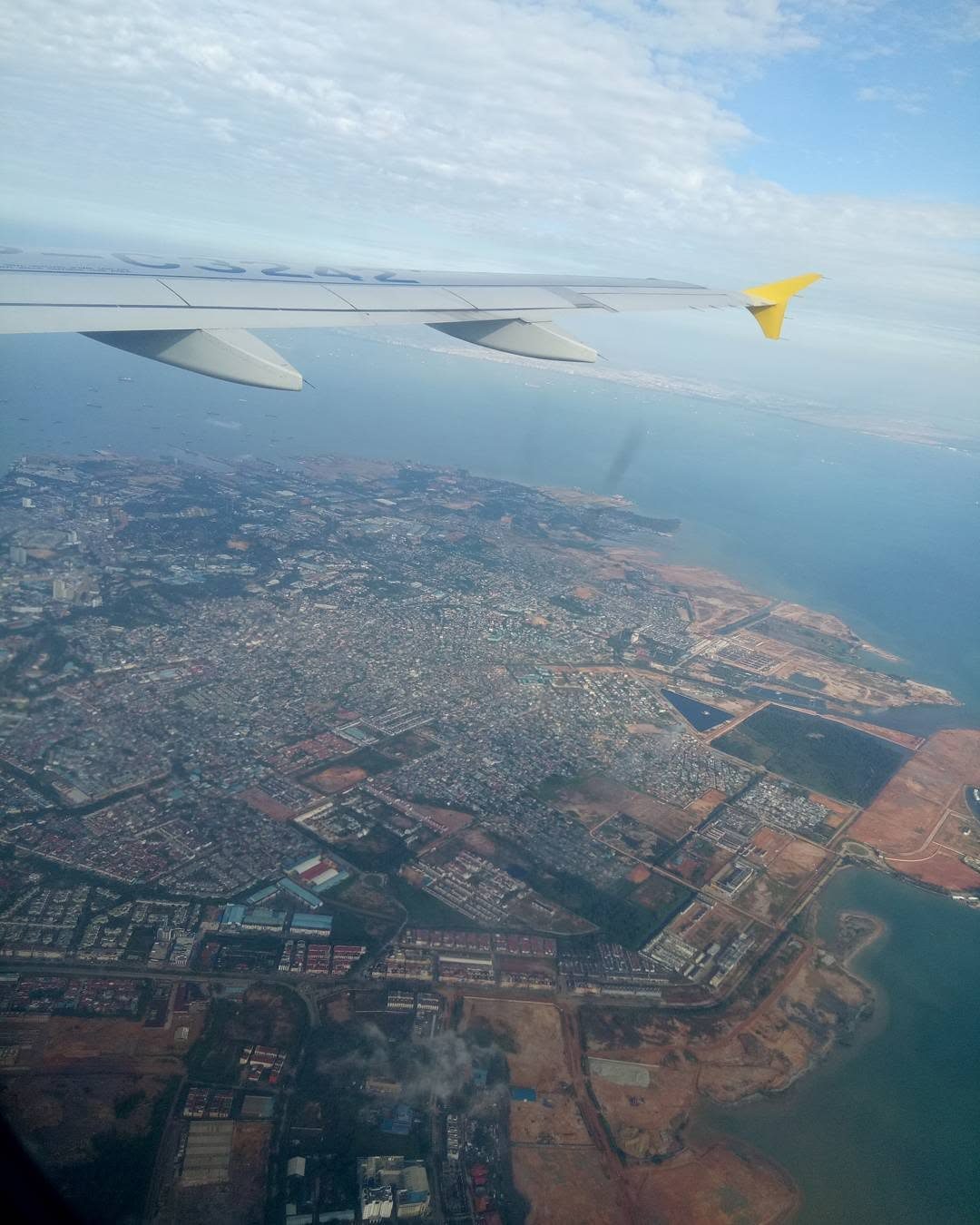 Jeremy on his first flight, landing in Singapore